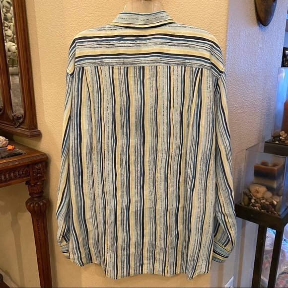 TOMMY BAHAMA Men 100% Linen Striped Buttoned Long Sleeve Shirt Size XL - Picture 4 of 12